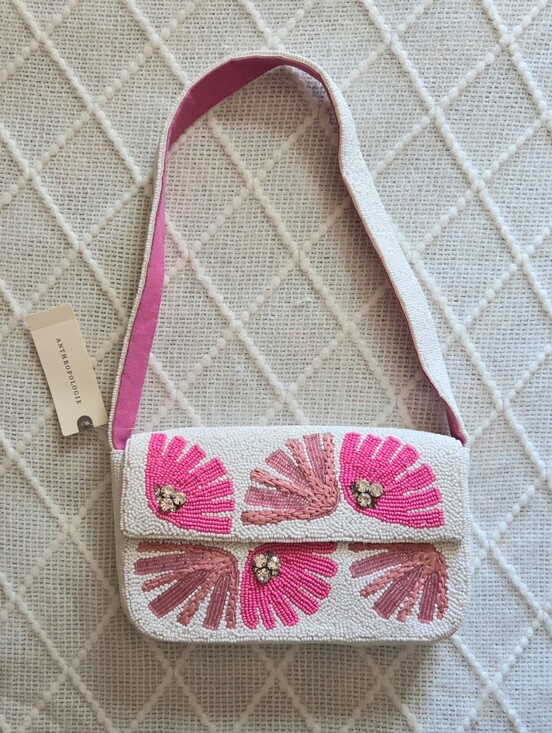 Anthropologie Handbags - Anthropologie  The Fiona Beaded Bag Floral Edition Celandine Pink
